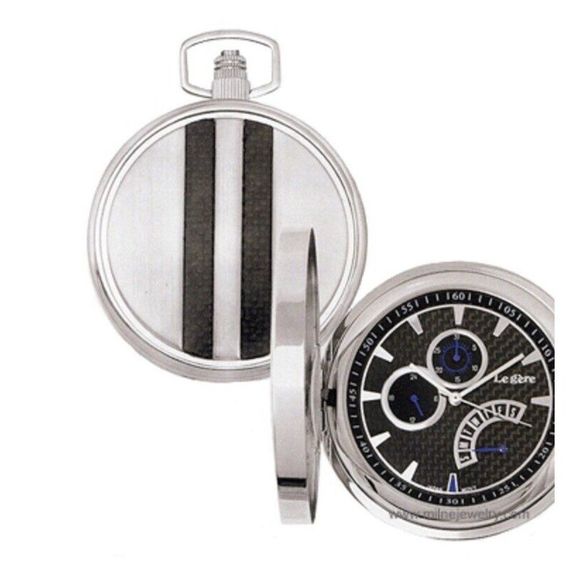 Carbon Fiber Chronograph Pocket Watch by Legere New - Picture 1 of 7
